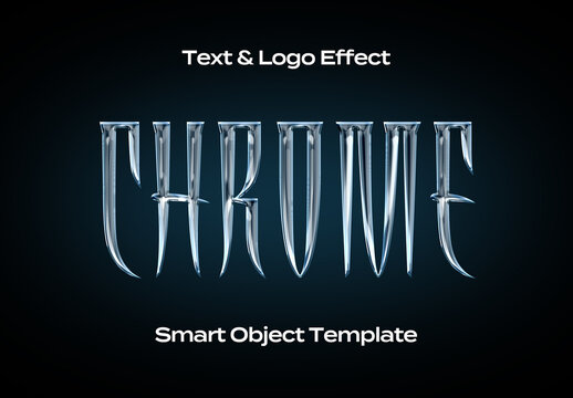 Chrome Transparent Black Text Logo Style Effect Mockup Logotype Template Shape