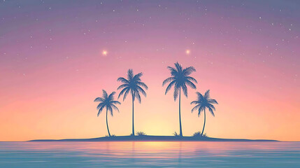 Fototapeta premium Tropical Island Sunset Scene