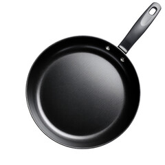 Nonstick frying pan with a sleek handle designed for efficient cooking cutout isolated on transparent bg, png
