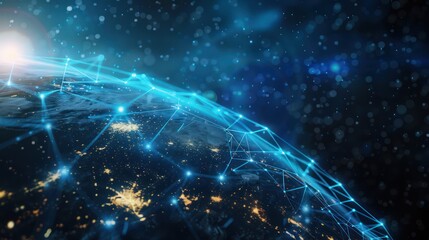 A concept image of a globe connected by 5G technology, symbolizing global connectivity.