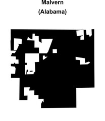 Obraz premium Malvern (Alabama) blank outline map