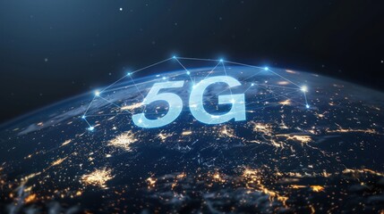 A concept image of a globe connected by 5G technology, symbolizing global connectivity.