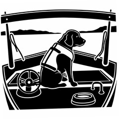  dog wearing a life jacket on-a boat