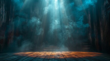 Single spotlight creating suspenseful dark ambiance high resolution picture