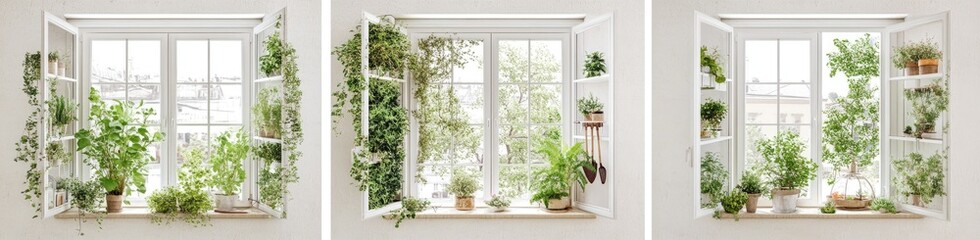 Fototapeta premium Window Displays with Lush Greenery