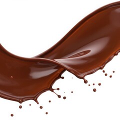Chocolate splash close up image on white background