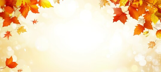 Obraz premium Autumn Leaves Background, Shiny Light Bokeh, Vibrant Colorful Theme for Fall and Thanksgiving