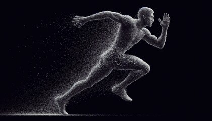 Obraz premium Abstract running athlete made of silver particles
