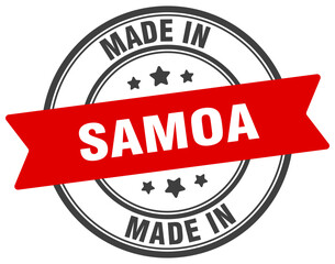 Made in Samoa round sign. Made in Samoa stamp.