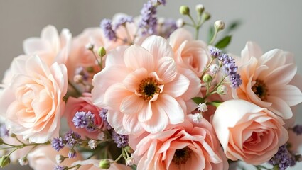 Whimsical Blush Roses and Lilacs in Dreamy Floral Harmony