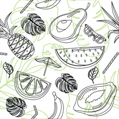 Vector Illustration of Various Fruits Background Pattern