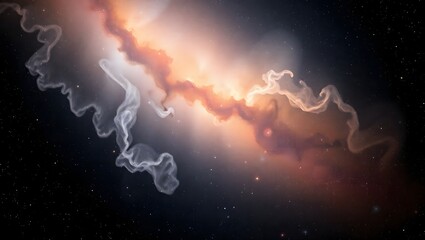 Ethereal Galactic Nebula with Smoky Swirls and Starry Deep Space Background