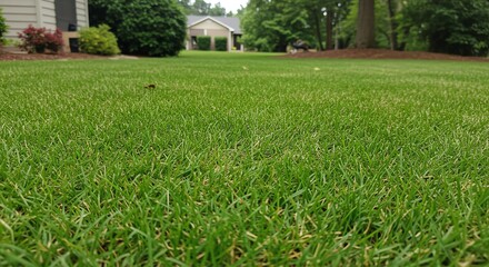 Lush Green Lawn: A Serene Suburban Vista