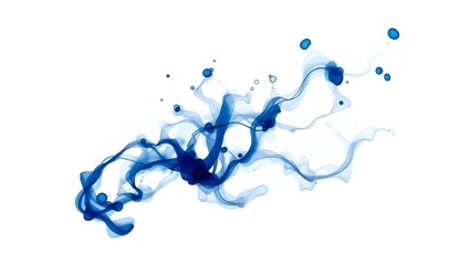Elegant Blue Ink Flow in Water on White Background – Abstract Fluid Art