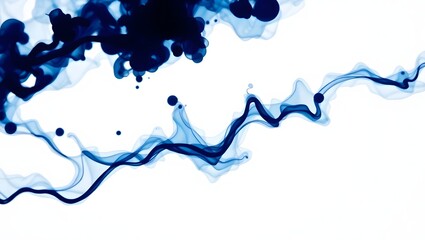 Serene Cascade of Blue Ink in Water – Abstract Fluid Motion on White Canvas