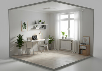 Modern Minimalist Home Office with Natural Light