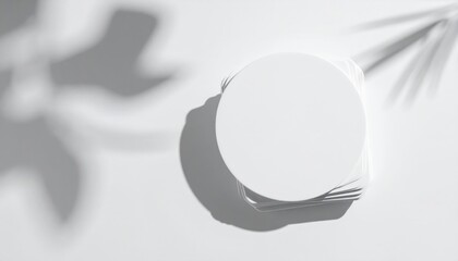 Minimalist white circular object studio setting image soft lighting top-down perspective simplicity concept