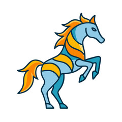 Fototapeta premium ポップな馬と笑顔のスタイル / Playful orange-blue horse illustration