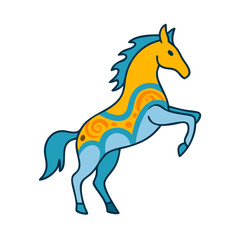 Fototapeta premium カラフルな馬のキャラクター / Colorful horse character with blue mane
