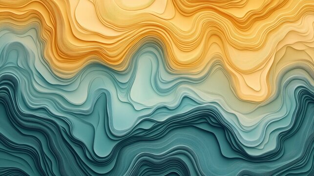Abstract Colorful Wave Pattern with Soft Texture and Gradient Flow in Earthy Tones and Blue Hues