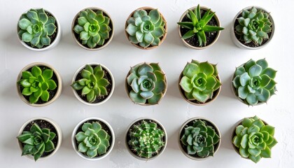 Indoor succulent plant arrangement home photography natural light top view greenery for decoration
