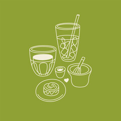 Vector logo design template and graphic elements for advertising, branding, posters,  banners and prints, illustrations, brunch cafe , bakery and coffee shops concepts