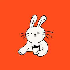 Vector logo design template and graphic element for advertising, branding, posters and banners, funny cartoon illustration with smiling character and mascot, coffee lover, specialty coffee spot emblem