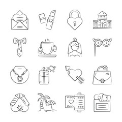 Get a glimpse of hand drawn pack of wedding event icons