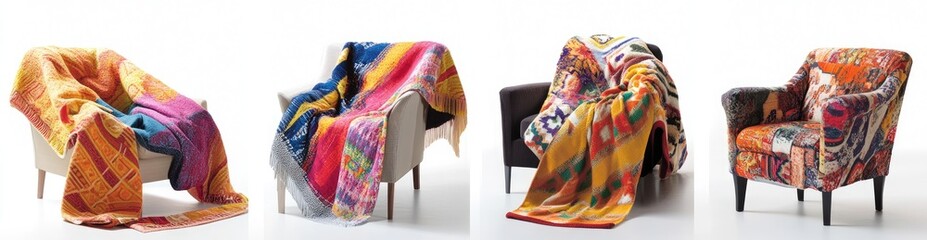 Naklejka premium Colorful Throws Draped Over Armchairs