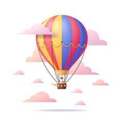 Hot air balloon flying in the sky with clouds