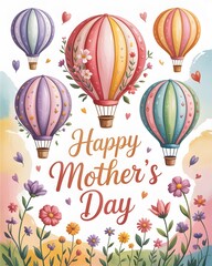 Obraz premium Heartwarming Mother's Day Card with Daughter – Beautiful Sunset Hug Illustration