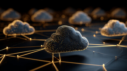 background network points Earth's surface wave background Abstract digital wave background, A cloud of data is floating on a dark surface