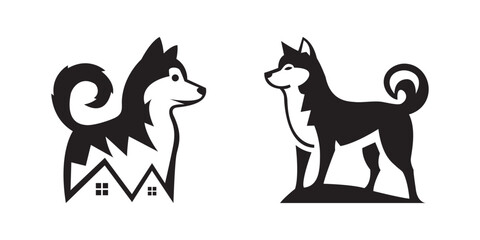 Vector illustration set of husky silhouettes