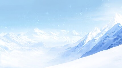 Winter wonderland scene of snowy mountains.