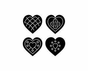 creative details Outline silhouette korean heart icons pack vector illustration