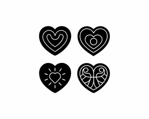 creative details Outline silhouette korean heart icons pack vector illustration