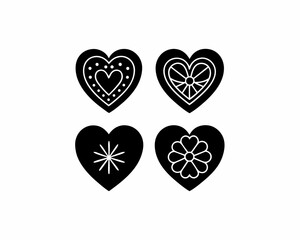creative details Outline silhouette korean heart icons pack vector illustration