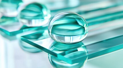 Elegant Green Glass Sphere on Reflective Surface with Soft Light for Artistic Display