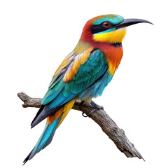 Fototapeta premium European bee eater on a branch isolated on transparent background.