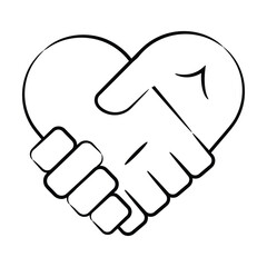 Get a sight of this trendy hand drawn icon of love promise handshake