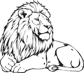 This illustration showcases a hand-drawn, isolated cartoon lion, a wild animal depicted in a simple sketch style Coloring Page.