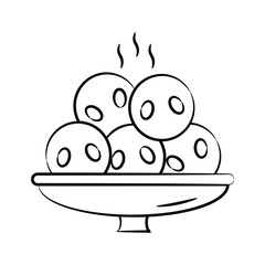Sweet dish icon creatively designed in hand drawn style