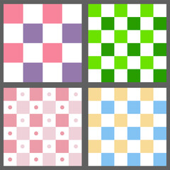 Checkered vector seamless patterns set.