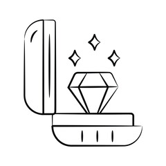Check out amazing doodle icon of diamond ring box