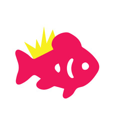 A stylized fish with a crown