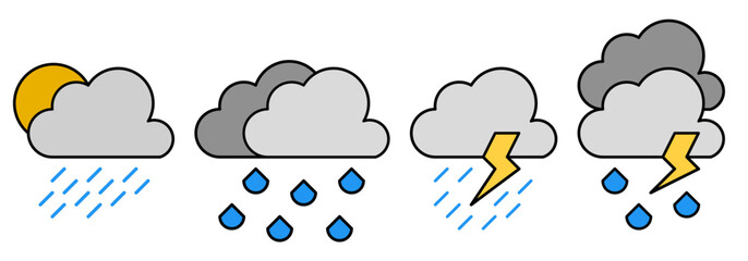 cloud rain icon sheet vector symbol of weather simple design illustration