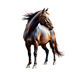 Obraz premium Majestic Horse in Stance: A regal horse, muscles defined and mane flowing, stands proudly, epitomizing strength and elegance.