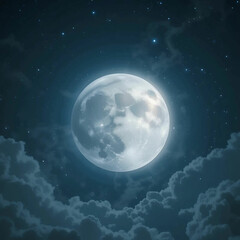 Futuristic 2D game asset of a moon in a night sky, created with generative.