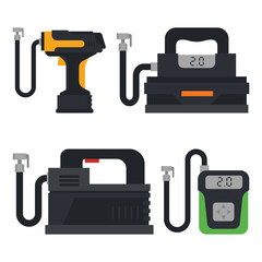 Air compressors vector cartoon set isolated on a white background.