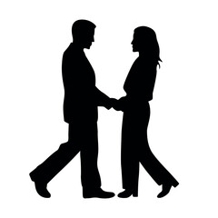 Silhouette of a romantic couple isolated on transparent background